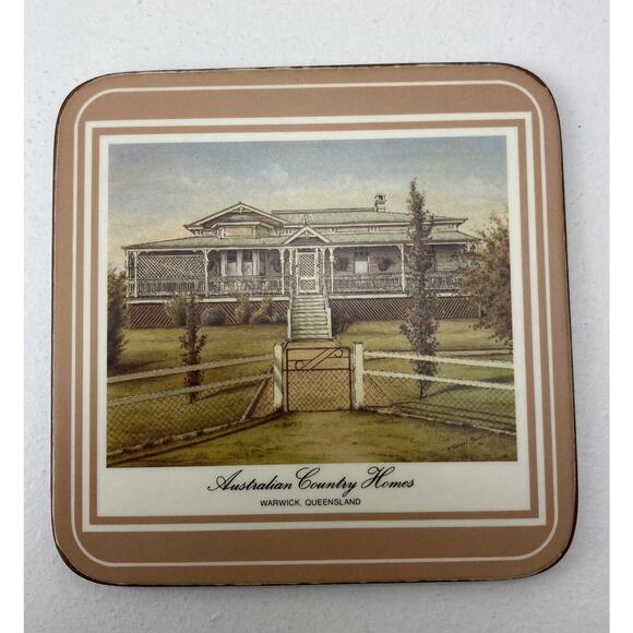 Vintage Pimpernel Acrylic & Cork Coasters - Australian Country Homes - Set of 6 - Picture 4 of 12